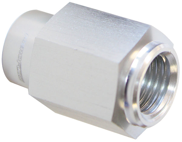 Fuel Pressure Gauge Adapter  GM LS Series Engines, -4AN female to 1/8" NPT, Silver finish