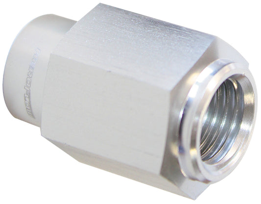 Fuel Pressure Gauge Adapter  GM LS Series Engines, -4AN female to 1/8" NPT, Silver finish