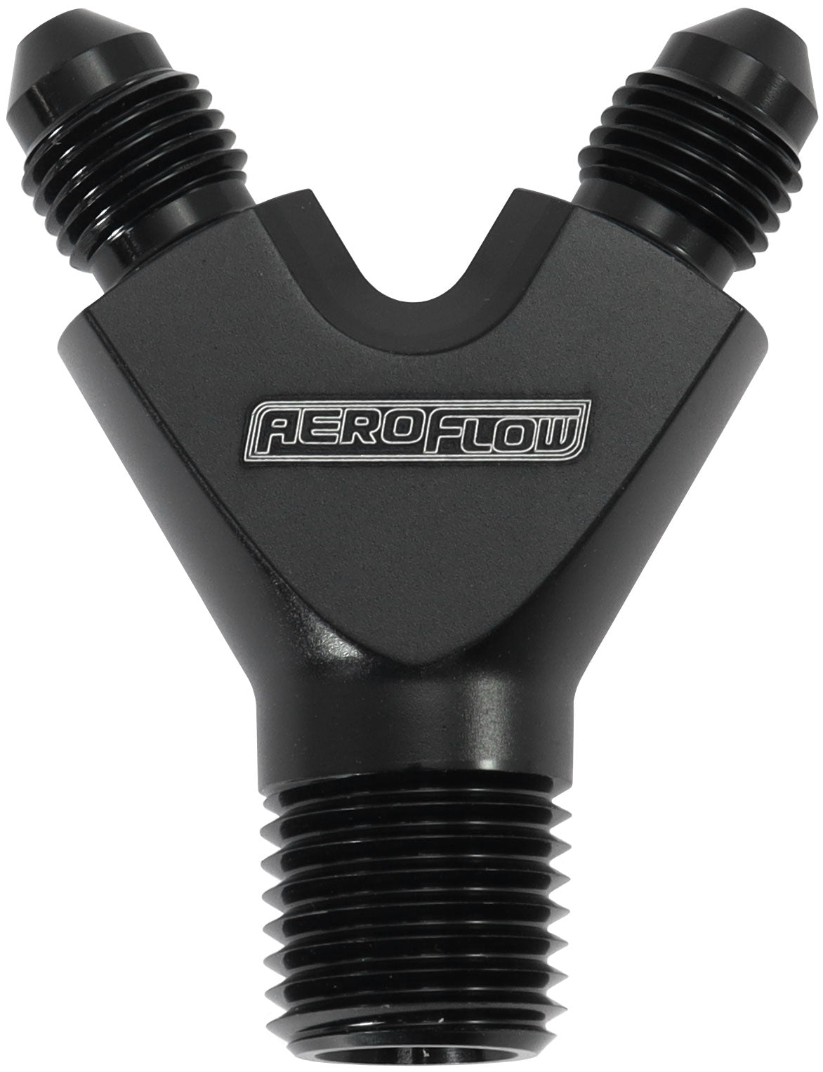 NPT To AN Y Block Adapter - Black Finish  1 x Male 1/8" NPT to 2 x Male -3AN