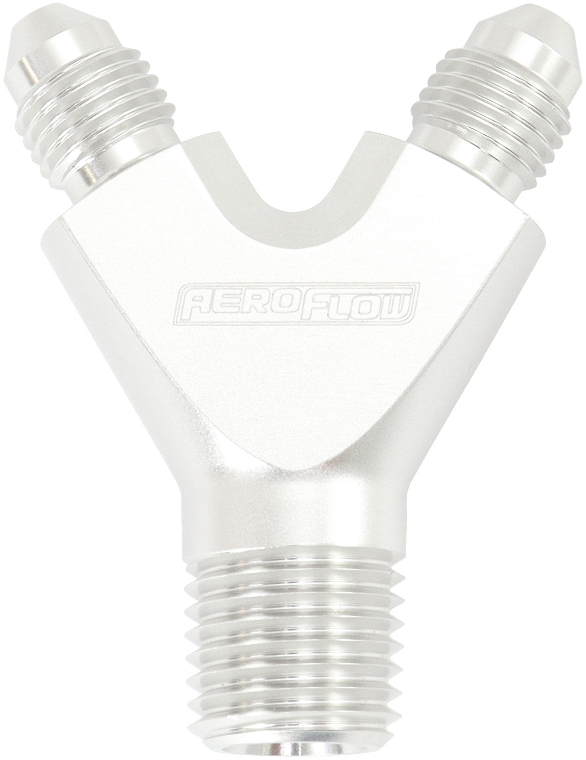 NPT To AN Y Block Adapter - Silver Finish  1 x Male 1/8" NPT to 2 x Male -3AN