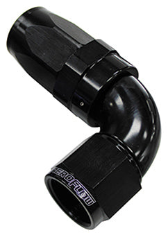 150 Series Taper One-Piece Full Flow Swivel 90° Hose End -4AN   Black Finish. Suit 100 & 450 Series Hose