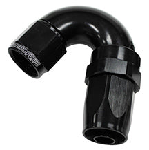 150 Series Taper One-Piece Full Flow Swivel 150° Hose End -6AN   Black Finish. Suit 100 & 450 Series Hose