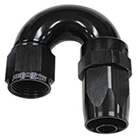 150 Series Taper One-Piece Full Flow Swivel 180° Hose End -4AN    Black Finish. Suit 100 & 450 Series Hose