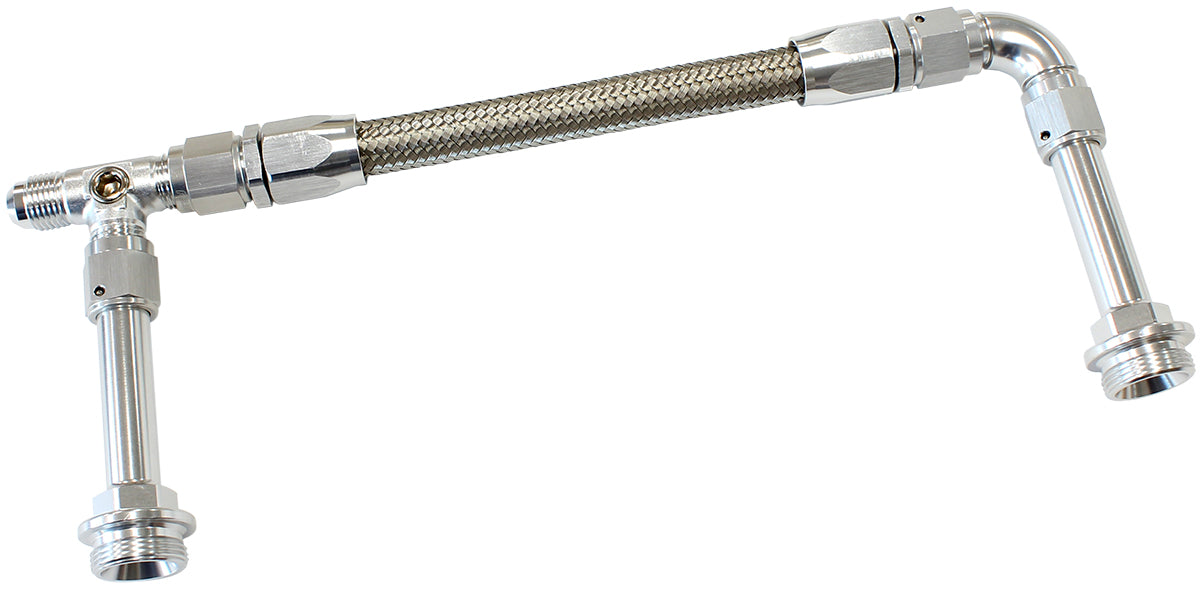 Carburettor Inlet Rail Kit -6AN   Silver Finish. Suits Holley Dual Fuel Line With Dual Metering Blocks
