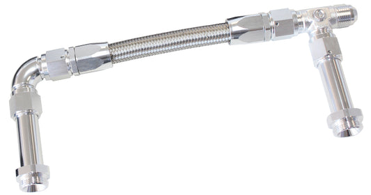 Carburettor Inlet Rail Kit -8AN (241mm) 4150    Silver Finish. Suits Holley Dual Fuel Line