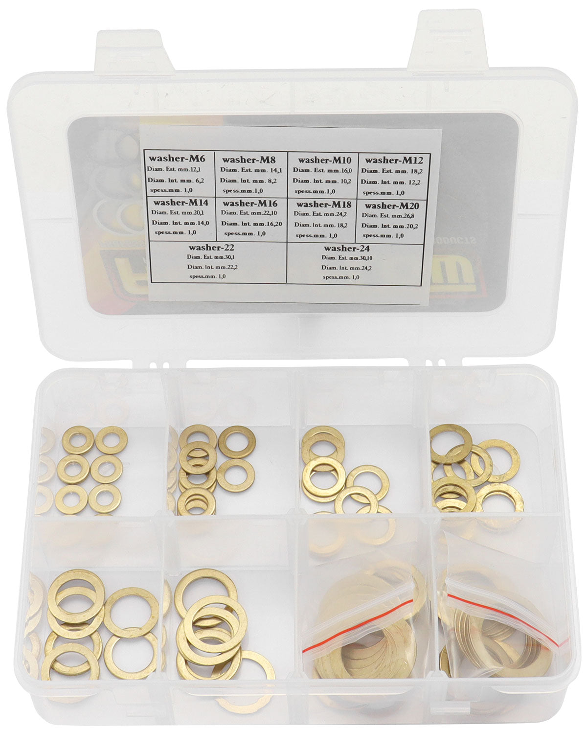 Metric Brass Washer Kit suit M6 to M24   Kit Contains 10 of Each Size