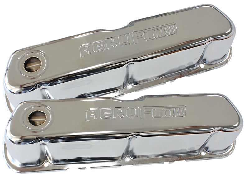 Chrome Steel Valve Covers  Suit Ford 289-302-351 Windsor With Aeroflow Logo