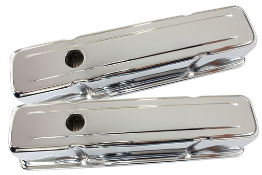 Chrome Steel Valve Covers  Suit SB Chev Without Aeroflow Logo, Tall