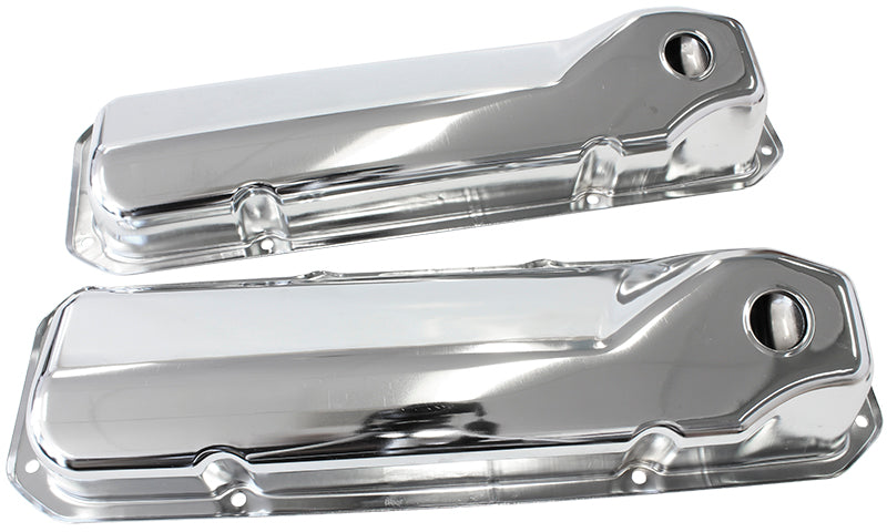 Chrome Steel Valve Covers  Suit SB Ford 302-351 Cleveland Without Logo