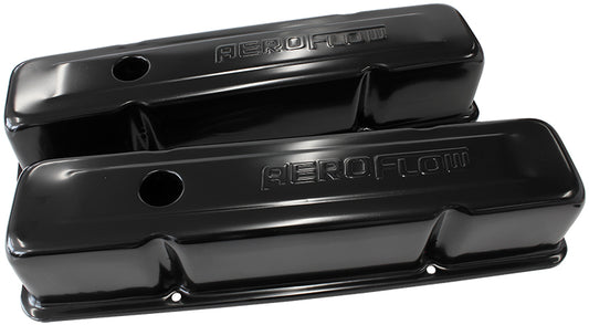 Black Steel Valve Covers  Suit SB Chev With Aeroflow Logo, Tall