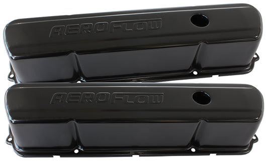 Black Steel Valve Covers  Suit Holden 253-308 With Aeroflow Logo