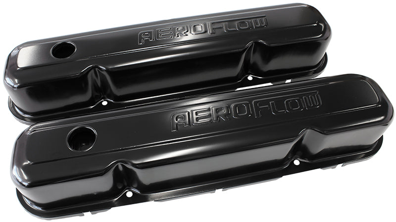 Black Steel Valve Covers  Suit SB Chrysler 318-340-360 With Aeroflow Logo