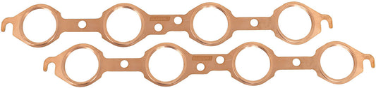 GM LS Round Port Copper Embossed Exhaust Gaskets    Sold as a Pair, 1.750" Round Port Size