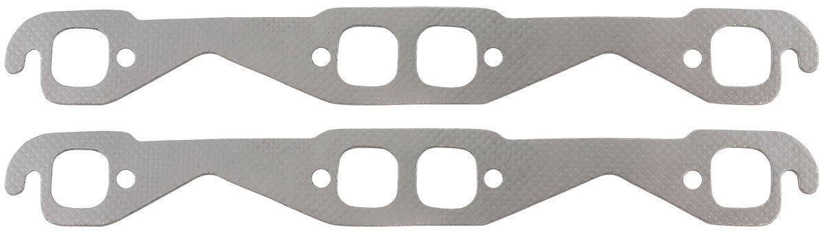 Aeroflow Small Block Chev 350 Perforated Steel Exhaust Gaskets  1.38" x 1.38" Port