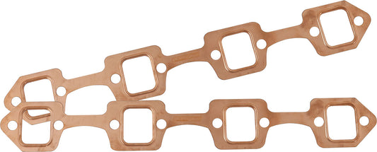 Small Block Ford Windsor Rectangle Port Copper Embossed Exhaust Gaskets    Sold as a Pair, 1.200" x 1.500" Port Size