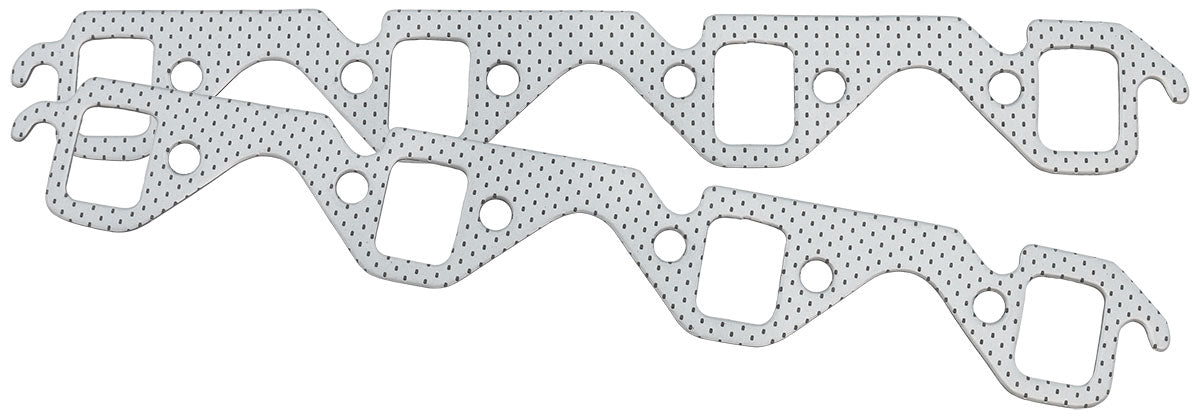 Aeroflow Perforated Steel Exhaust Gasket Set  Suit Small Block Ford Windsor 1.07" x 1.40" Port
