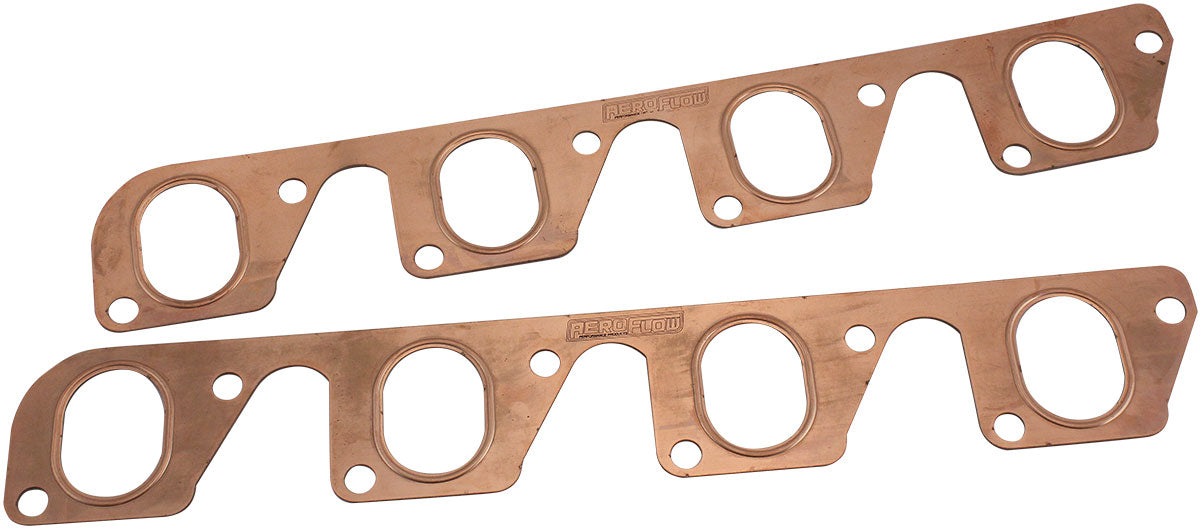 Ford Cleveland 351 2V Copper Embossed Exhaust Gaskets    Sold as a Pair, 1.350" x 1.875" Port Size
