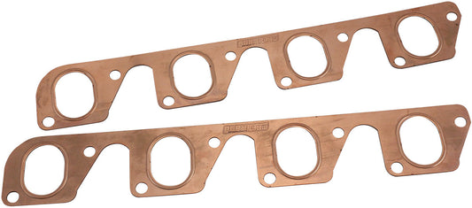 Ford Cleveland 351 2V Copper Embossed Exhaust Gaskets    Sold as a Pair, 1.350" x 1.875" Port Size