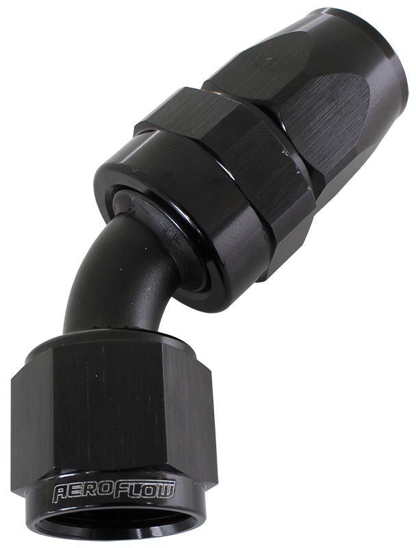 200 Series PTFE 45° Hose End -12AN   Black Finish. Suits 200 & 250 Series Hose