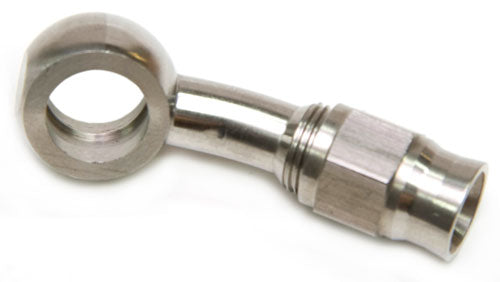 Aeroflow Stainless Steel 20Â° Banjo Fitting   11.2mm (7/16") Banjo to -3AN PTFE Hose End