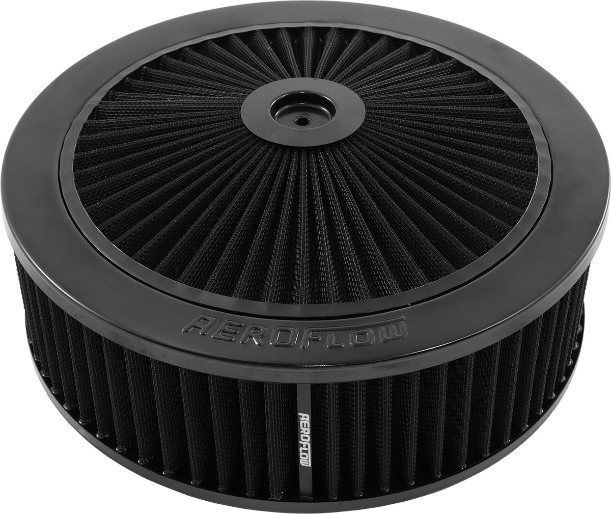 Aeroflow Black Full Flow Air Filter Assembly   11" x 3-1/2", 5-1/8" neck, Flat Base with black washable cotton element