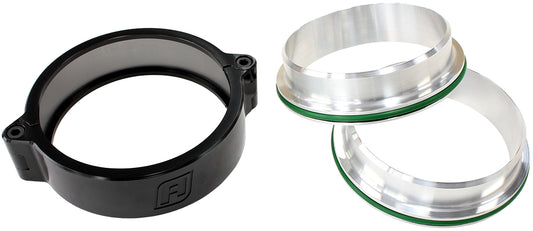 2" (51mm) Billet Intercooler Clamp with Stainless Steel Weld Flanges   Black Finish Clamp