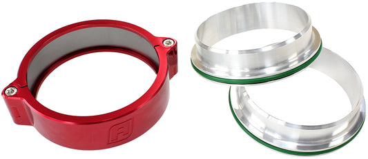 2" (51mm) Billet Intercooler Clamp with Stainless Steel Weld Flanges   Red Finish Clamp