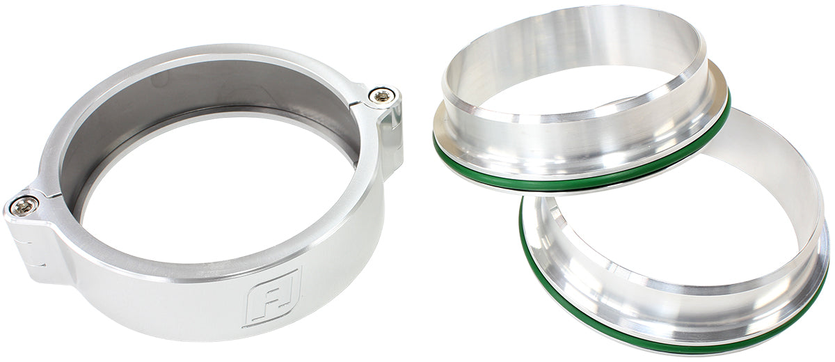 2" (51mm) Billet Intercooler Clamp with Stainless Steel Weld Flanges   Polished Finish Clamp