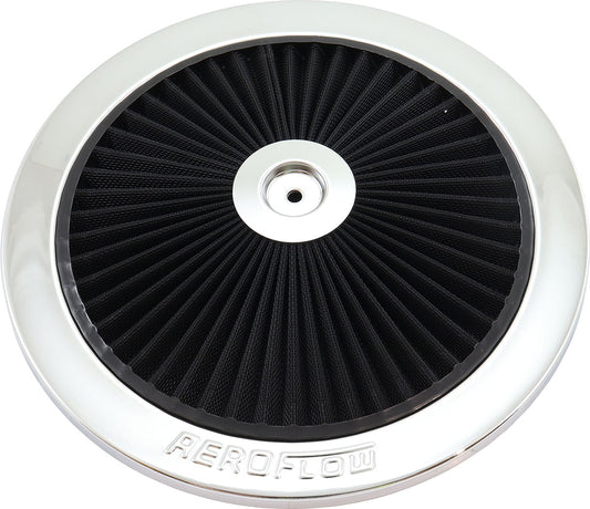 Aeroflow Chrome Full Flow Air Filter Top Plate    11" diameter, black washable cotton element
