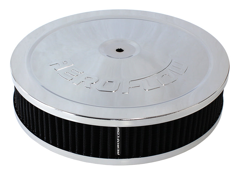 Chrome Air Filter Assembly   9" x 2", 5-1/8" neck, black washable cotton element