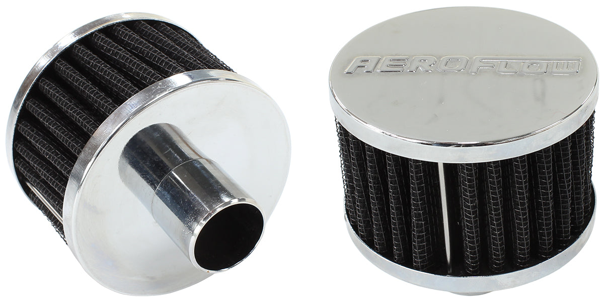 Chrome Push In Breather   3" (76mm) O.D. x 2" (50.8mm) High, fits 1" (25.4mm) diameter grommet