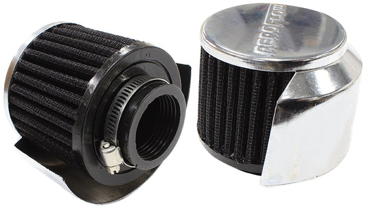 Chrome Clamp On Breather With Chrome Shield   3" (76.2mm) O.D. x 2-1/2" (63.5mm) High, 1-3/8" (34.9mm) Flange Inside Diameter