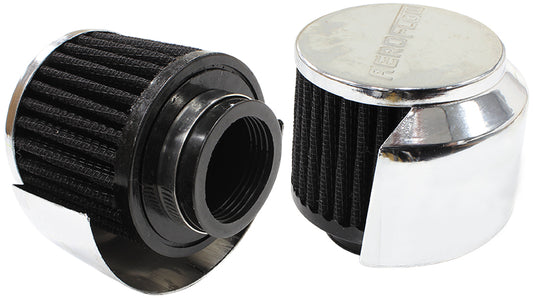 Chrome Clamp On Breather With Chrome Shield   3" (76.2mm) O.D. x 2-1/2" (63.5mm) High, 1-1/2" (38.1mm) Flange Inside Diameter