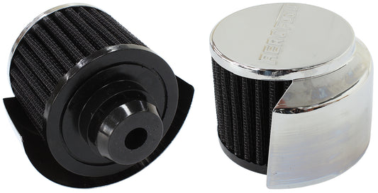 Chrome Push In Breather With Chrome Shield   3" (76.2mm) O.D. x 2-1/2" (63.5mm) High, 1-1/2" (25mm) Flange Inside Diameter