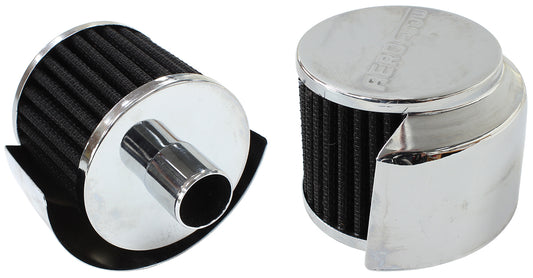 Chrome Push In Breather With Chrome Shield   3" (76.2mm) O.D. x 2-1/2" (63.5mm) High, 1" (25.4mm) Flange Inside Diameter
