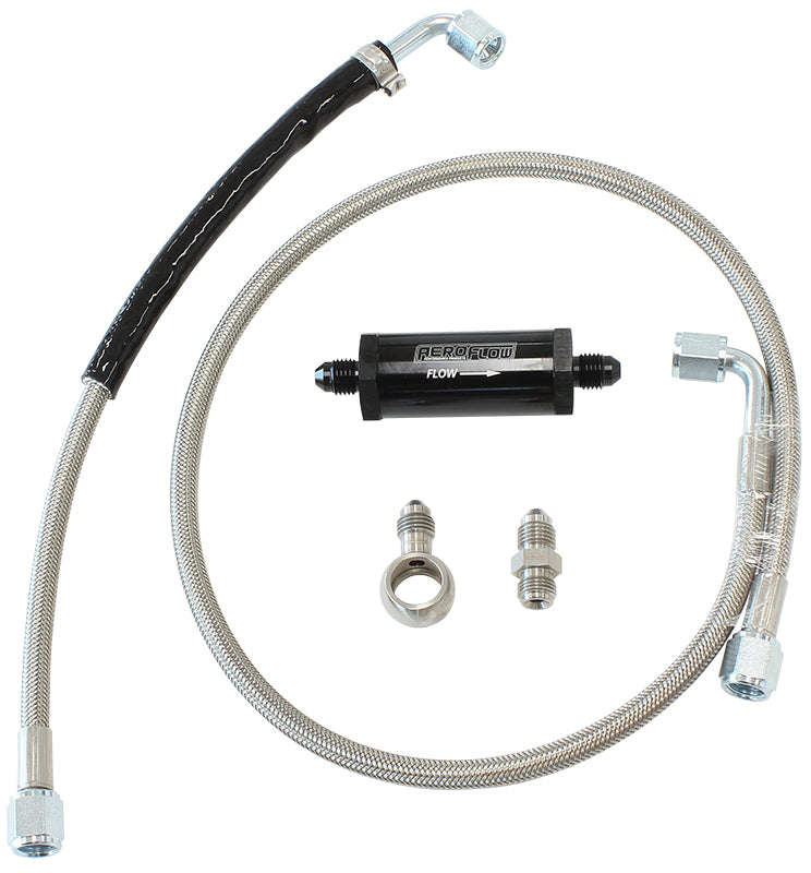 Turbo Oil Feed Line Kit   Suit Ford FG XR6, Includes 40 Micron Oil Filter (F6 Requires included AF359-04 M12x1.5 to -4AN)