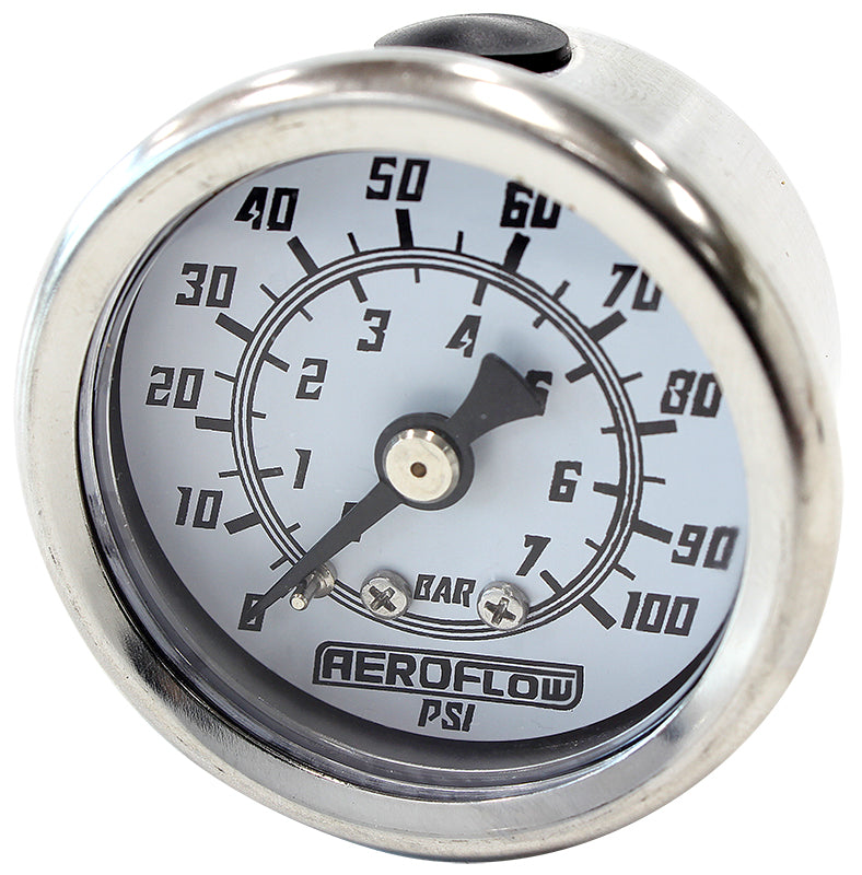 1-1/2" 100 psi Pressure Gauge   White Face, Black Pointer, 1/8" NPT Male Thread