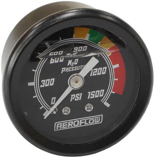 1-1/2" Nitrous Pressure Gauge   0-1500 psi, Black Face / WhitePointer