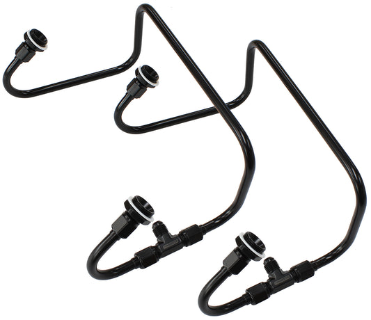 Black S/S Dual Inlet Fuel Line Kit    Suit Holley 4150 Series Carburettors