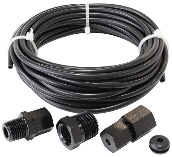 Complete 1/8" Dia. Nylon Tubing Kit   Black Tubing with Black Fittings & Ferrules, 3.6m long