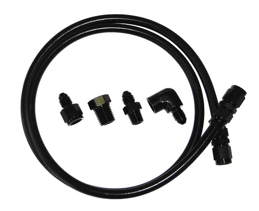 Black Nylon Outer Stainless Steel Braided Line Gauge Kit -3AN    4ft Hose Length with