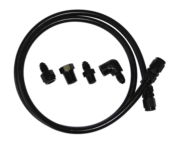 Black Nylon Outer Stainless Steel Braided Line Gauge Kit -4AN    4ft Hose Length with