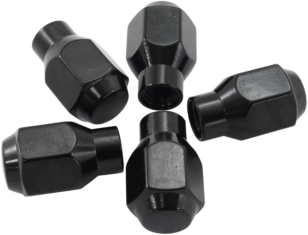 Conical ET Style Closed Black Wheel Nuts - 1/2-20"   Pack of 5, 60 Degree Taper with 0.612" Shank Diameter