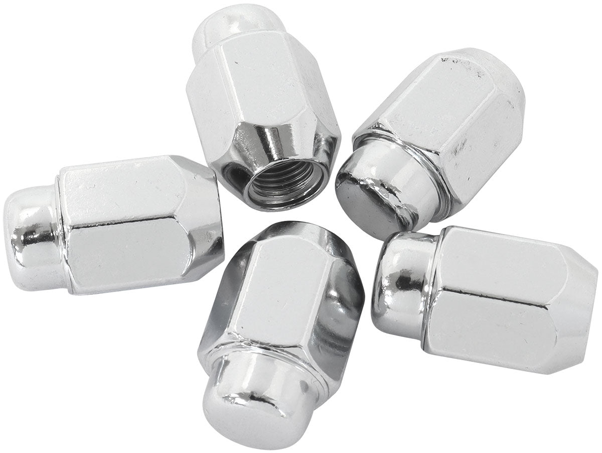 Acorn Medium Closed Chrome Wheel Nuts - 7/16-20"   Pack of 5, 60 Degree Taper