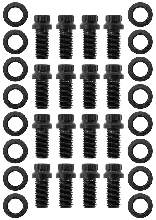 Small Block Chev 3/8-16" Header Bolts .750" UHL - Black Finish   12 Point Head, 8740 Material, Sold as a Pack of 12