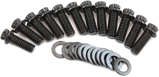Small Block Chev Intake Bolts - Black Finish    12 Point Head, Pack of 12