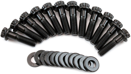 GM LS Intake Valley Plate Bolts - Black Finish   12 Point Head, Pack of 10