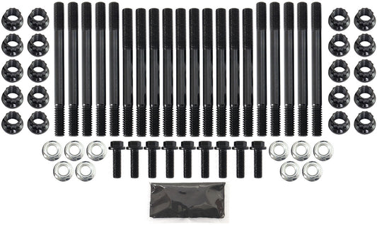 Aeroflow GM LS 6 Bolt Main Stud Kit   Suits all LS Engines with Stock Windage Tray, 12 Point Nuts and 8740 Grade Material