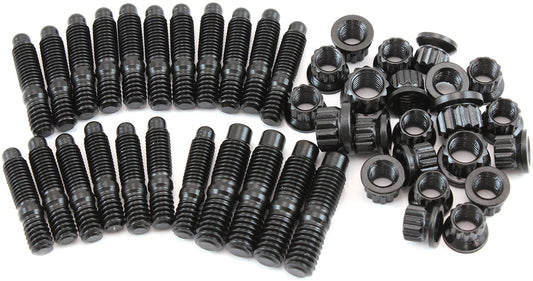 Small Block Ford Windsor, Ford Cleveland & Holden V8 253-308 Oil Pan Stud Kit - Black Finish   12 Point Nuts and 8740 Grade Material