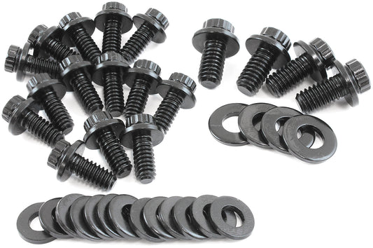 Small Block Chev Oil Pan Bolt Kit - Black Finish   12 Point Head and 8740 Grade Material